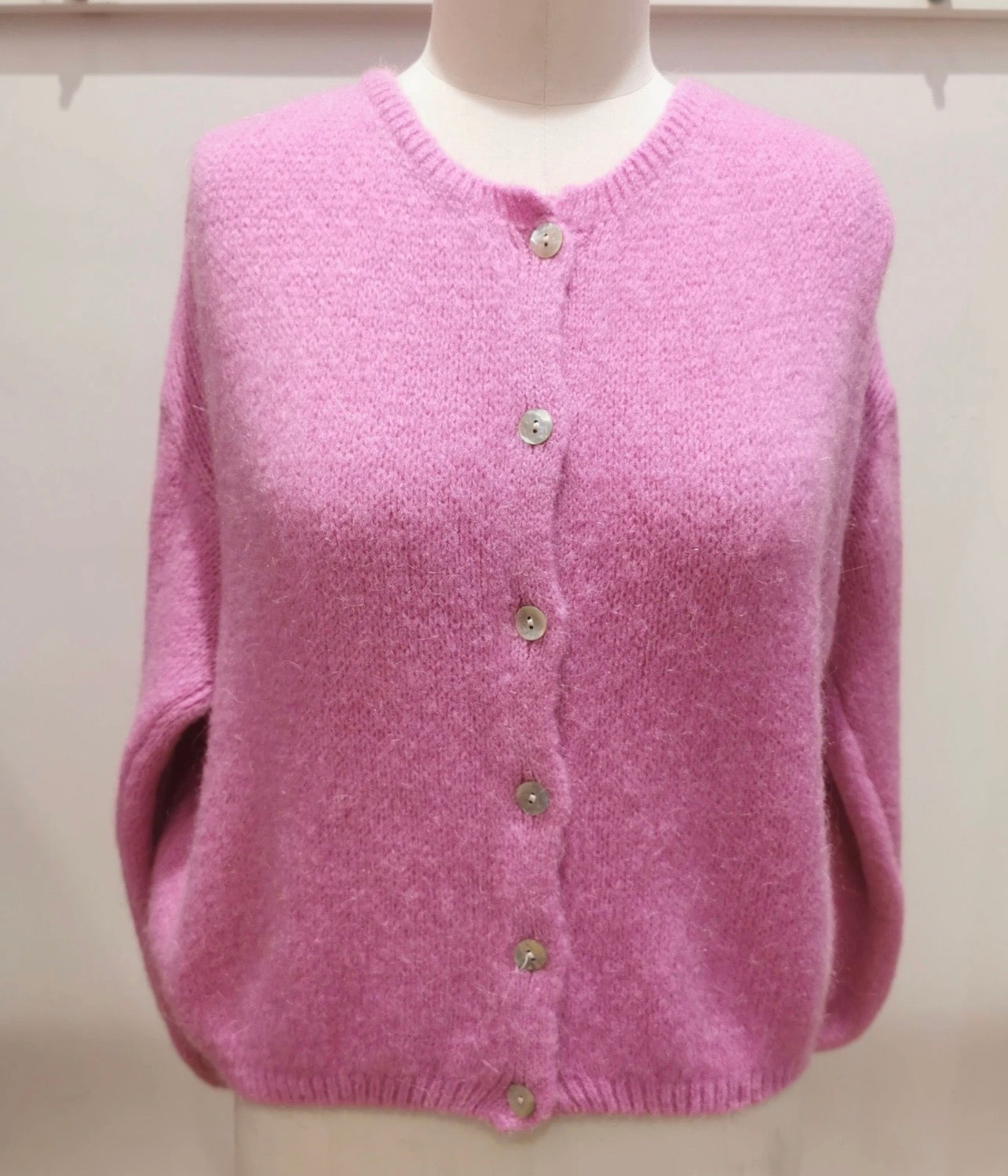 Cozy Soft Pink Mohair Wool Cardigan