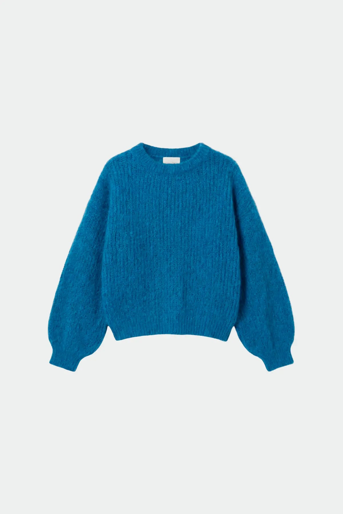 Blue Brushed-Effect Mohair Sweater