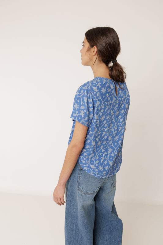 Blue Meadow Floral Blouse