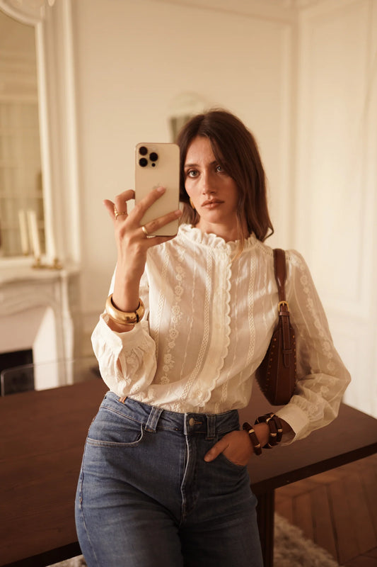 Beige Detailed Blouse