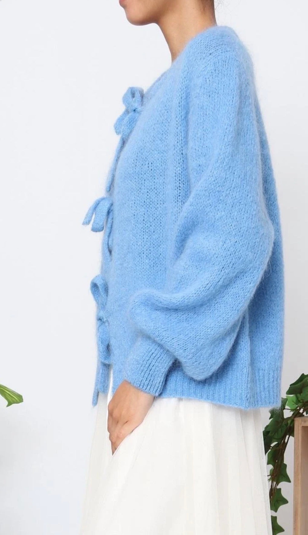 Mohair Wool Knit Tie Cardigan