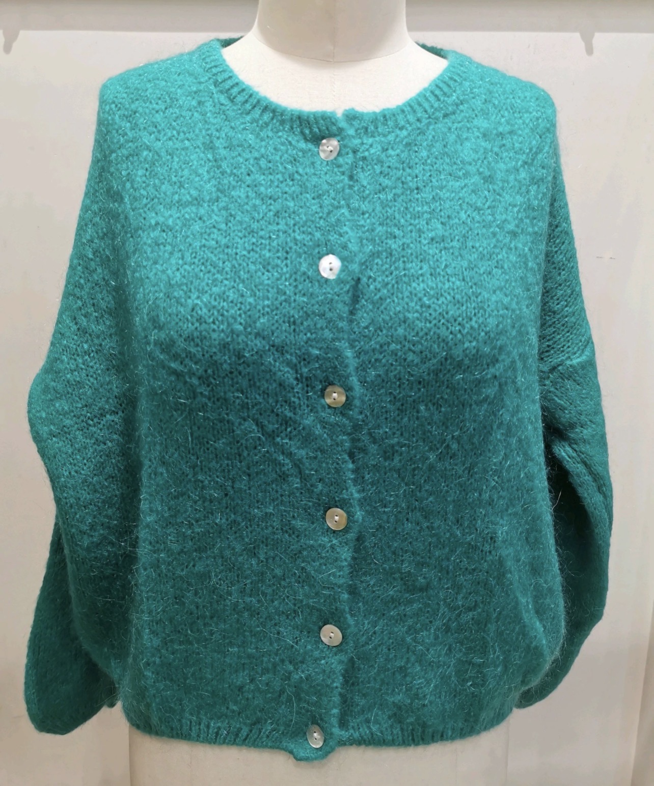 Cozy Dark Green Mohair Wool Cardigan