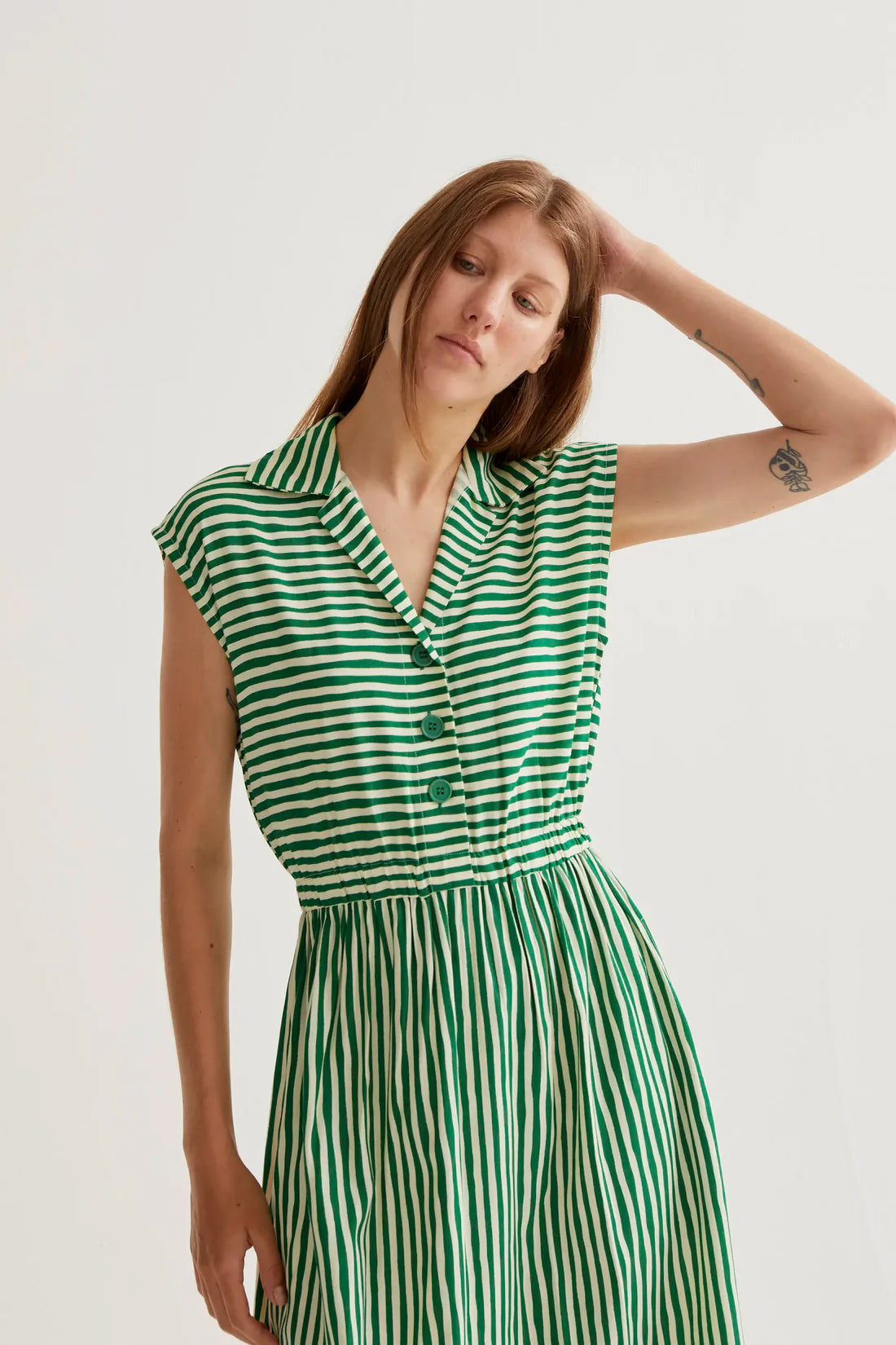 Lavagna Green Printed Midi Dress