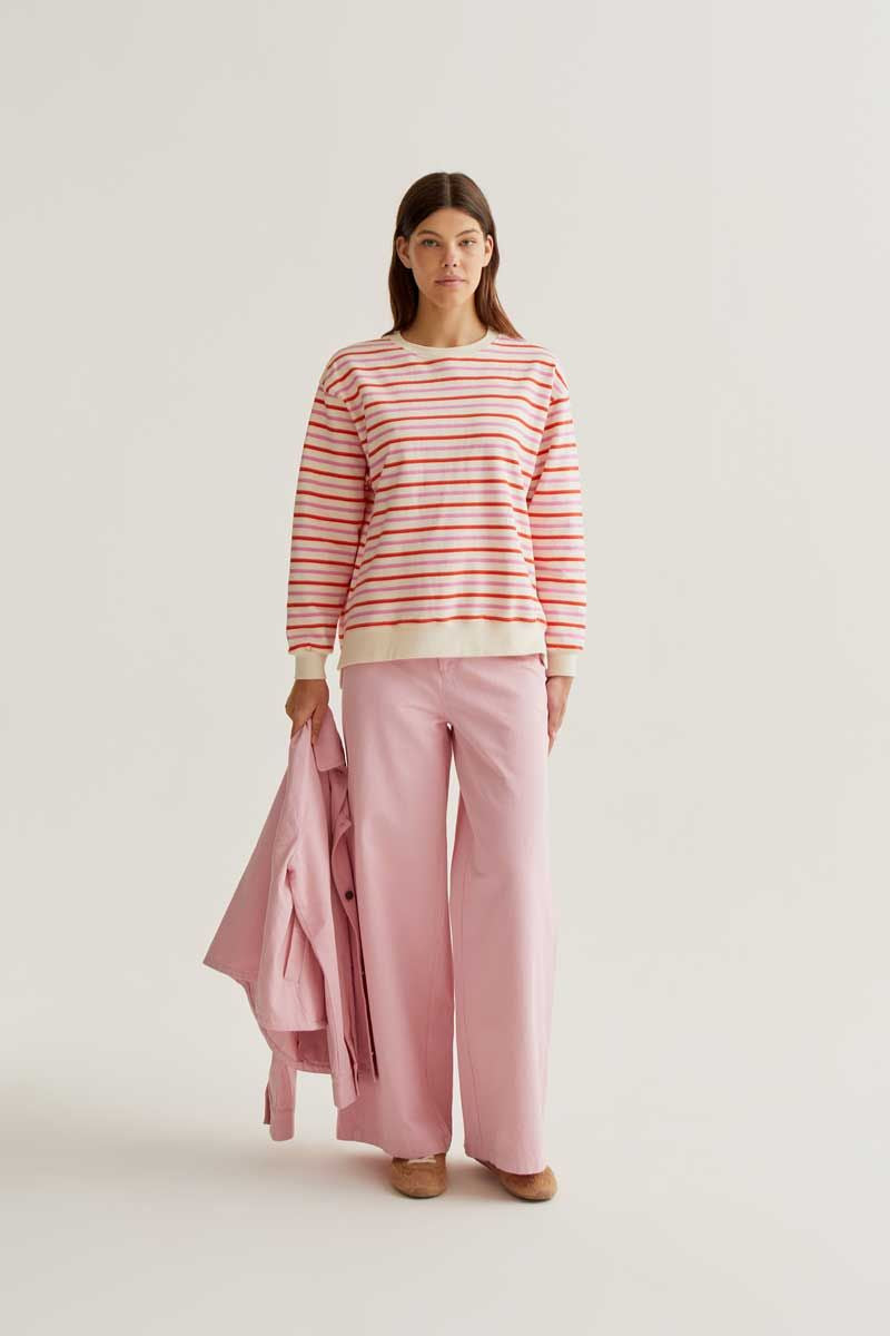 Pink and Red Striped Sweatshirt