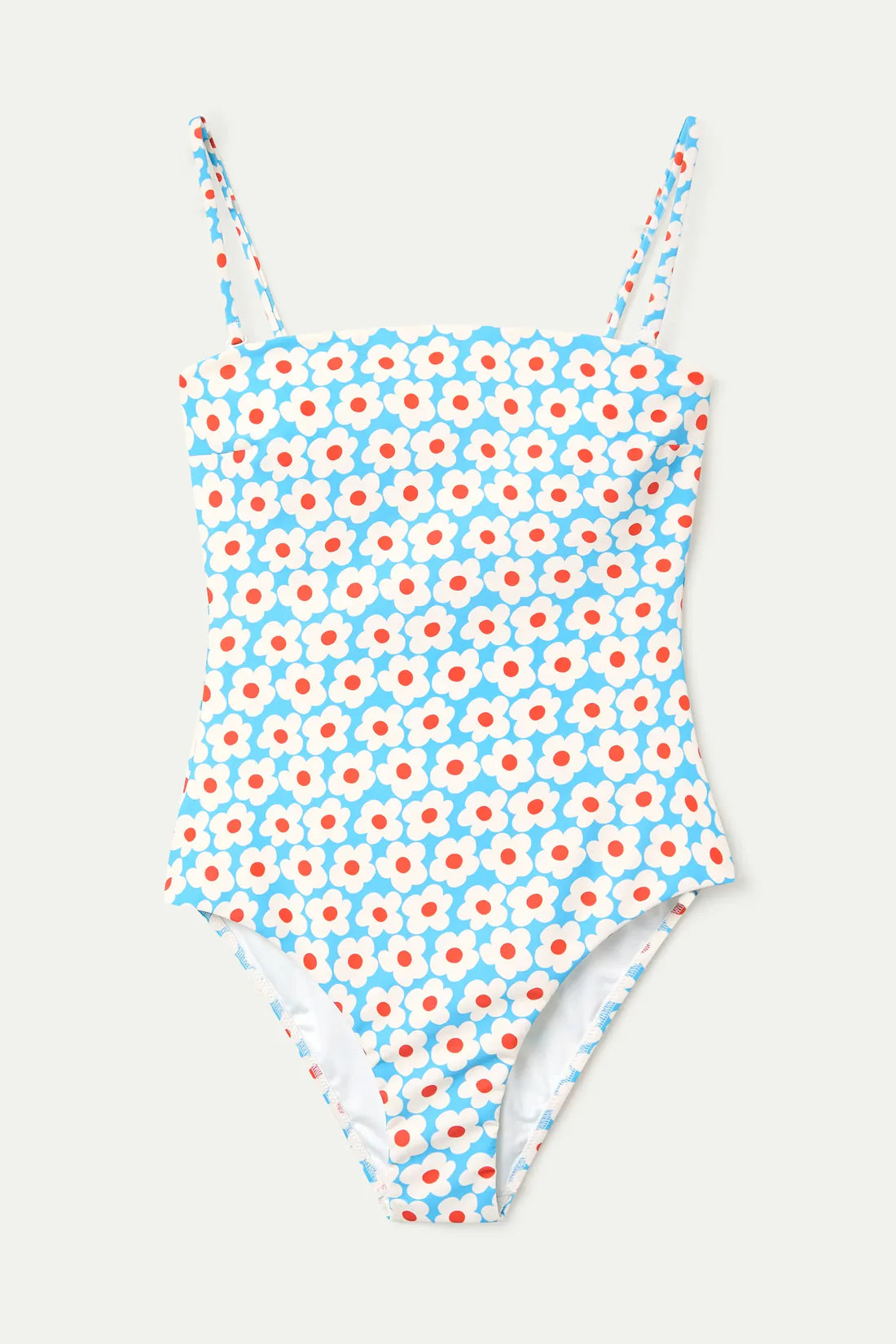 Popcorn Print Straight Neckline Swimsuit