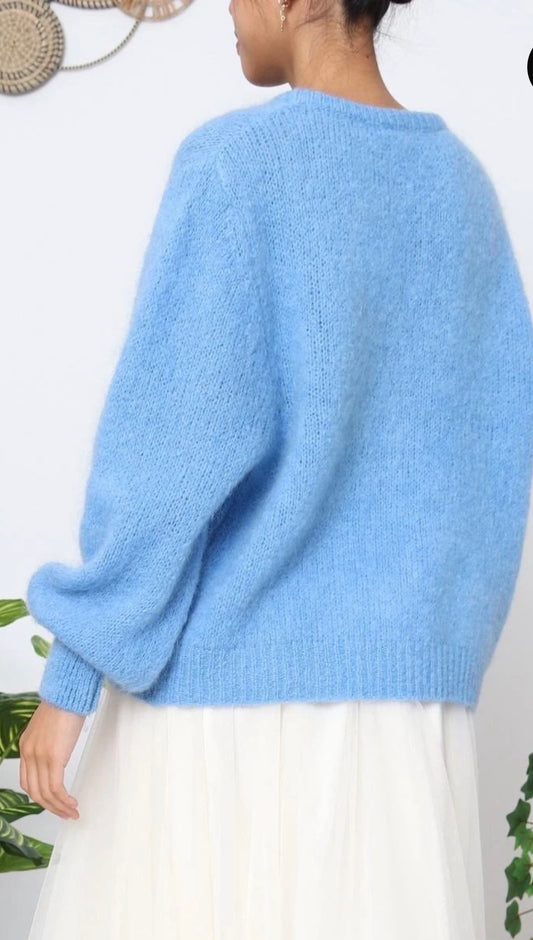 Mohair Wool Knit Tie Cardigan