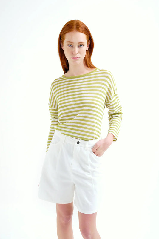 Soft Knit Sweater with Striped Print