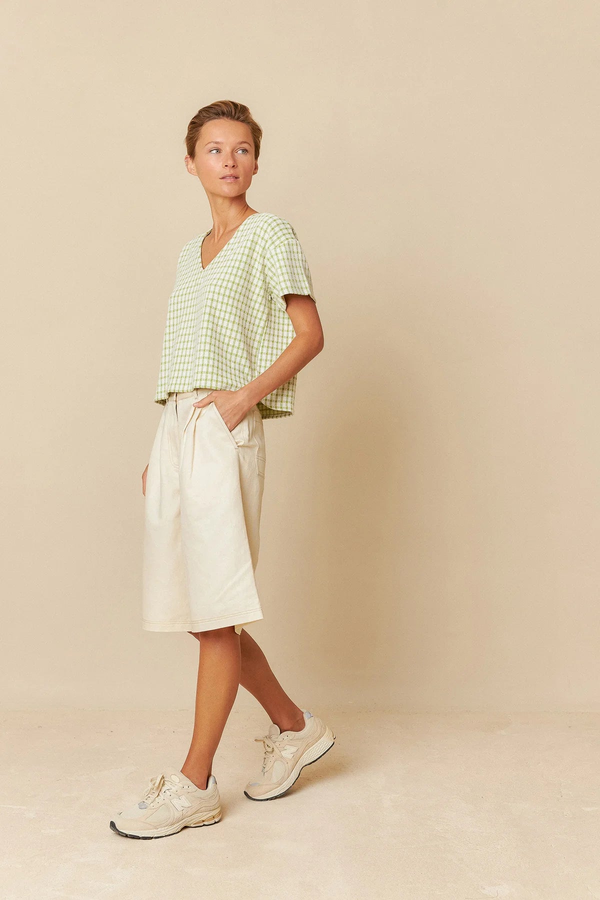 Gabardine Contrast Bermuda Shorts