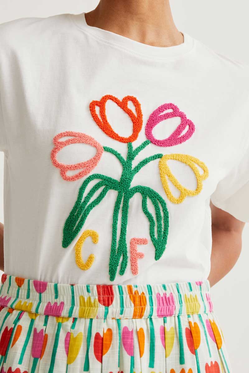 Tulip Embroidery T-Shirt "CF"
