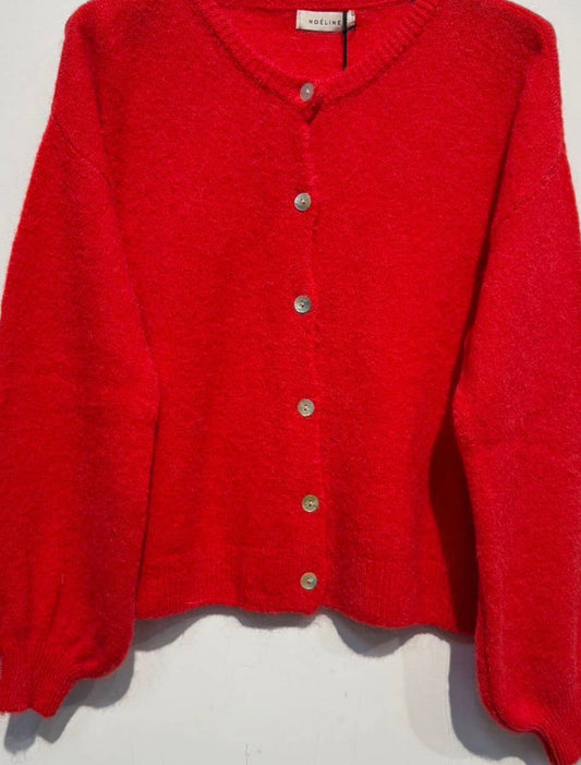 Red Superfine Alpaca and Wool Cardigan