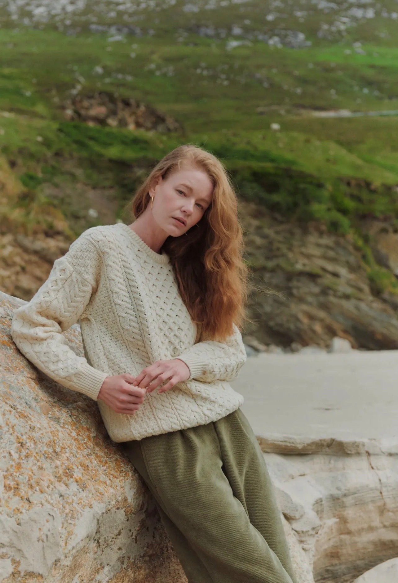 Aran Inisheer Traditional Ladies Cream Sweater