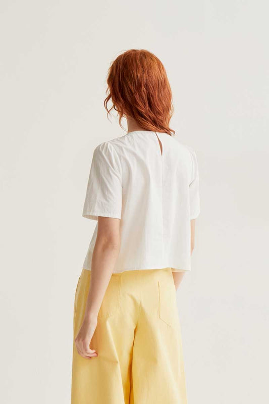 100% Cotton Top With Floral Buttons
