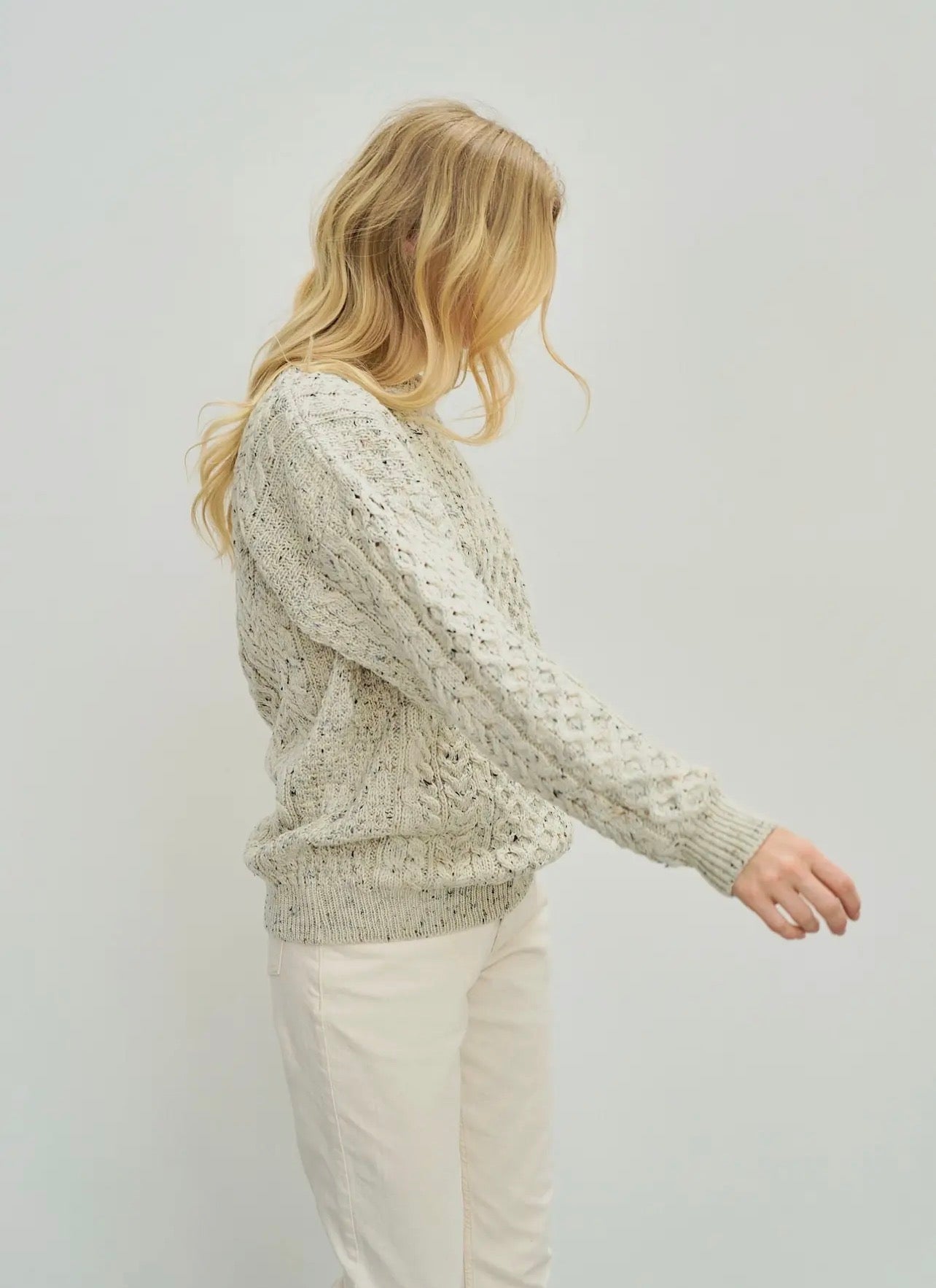Aran Inisheer Traditional Ladies Flecked Cream Sweater