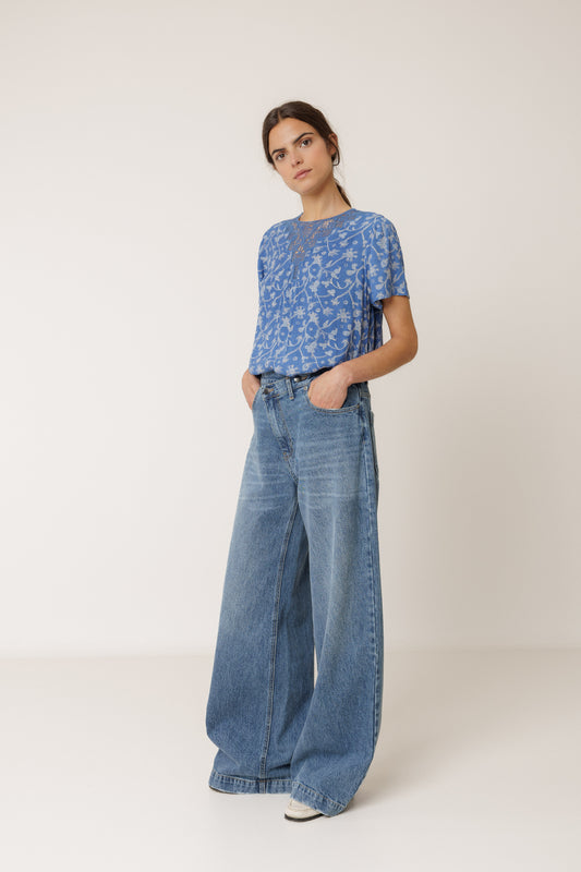 Blue Meadow Floral Blouse