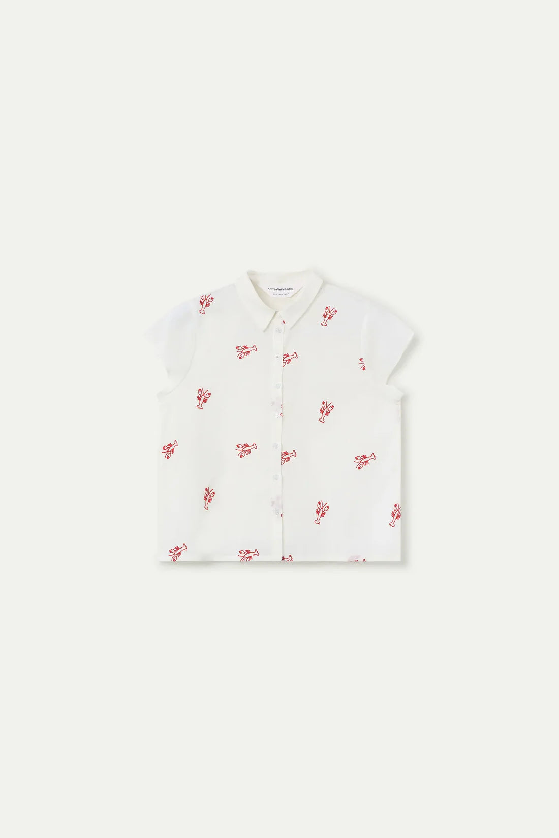 Shirt with Red Lobster Embroidery