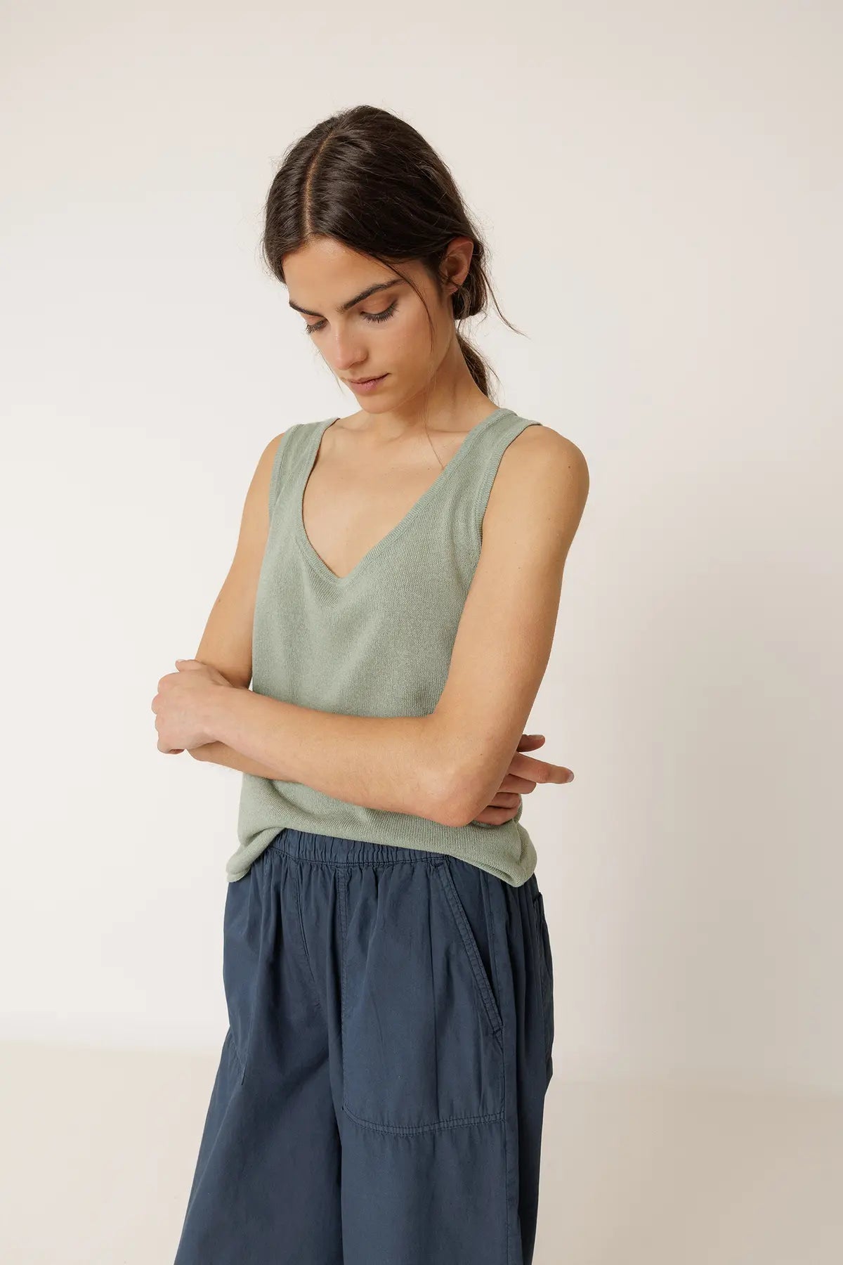 Navy Straight Poplin Pant