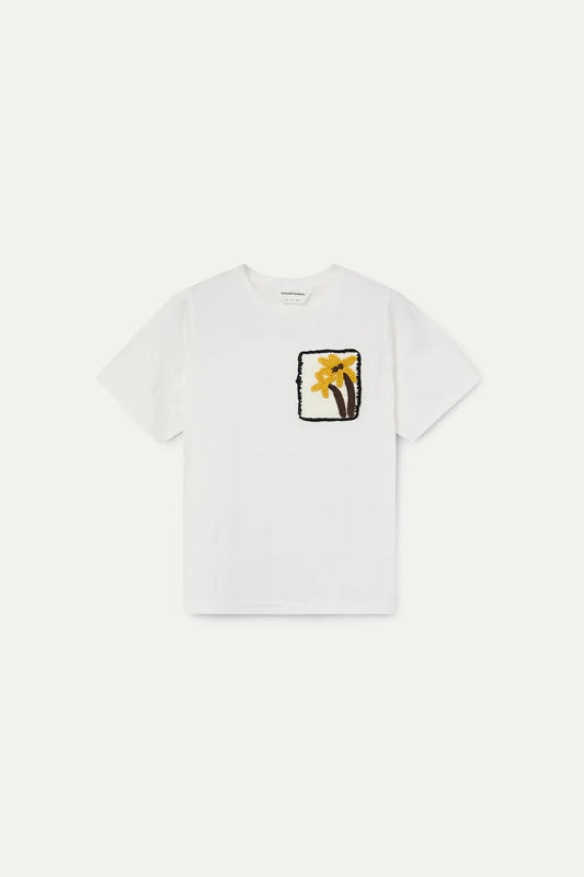 Cotton T-shirt with Embroidered Palm Tree