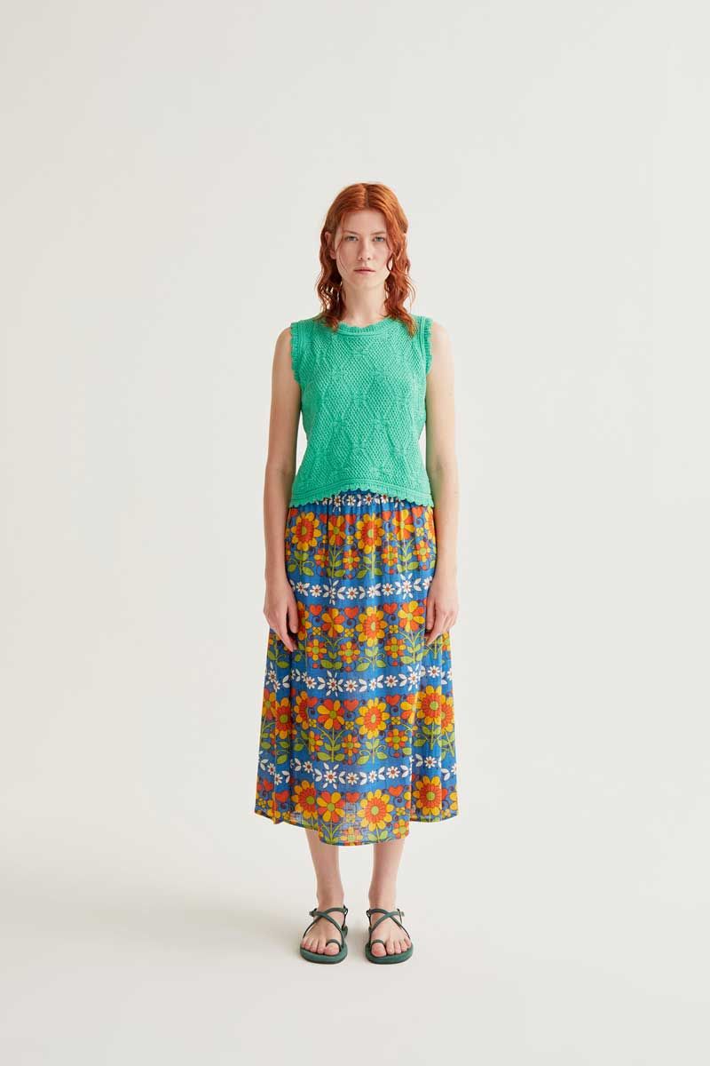 Green Chained Embroidered Top