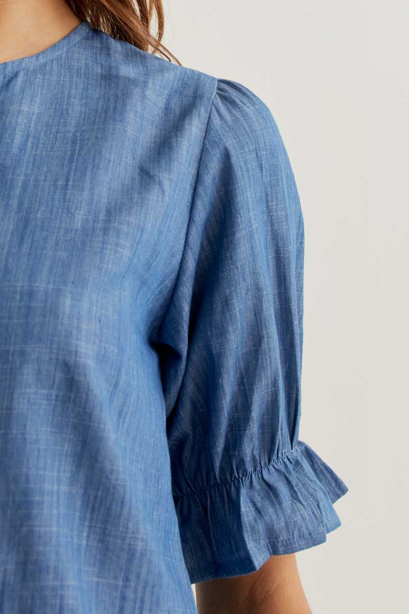 Light Blue 100% Cotton Chambray Shirt