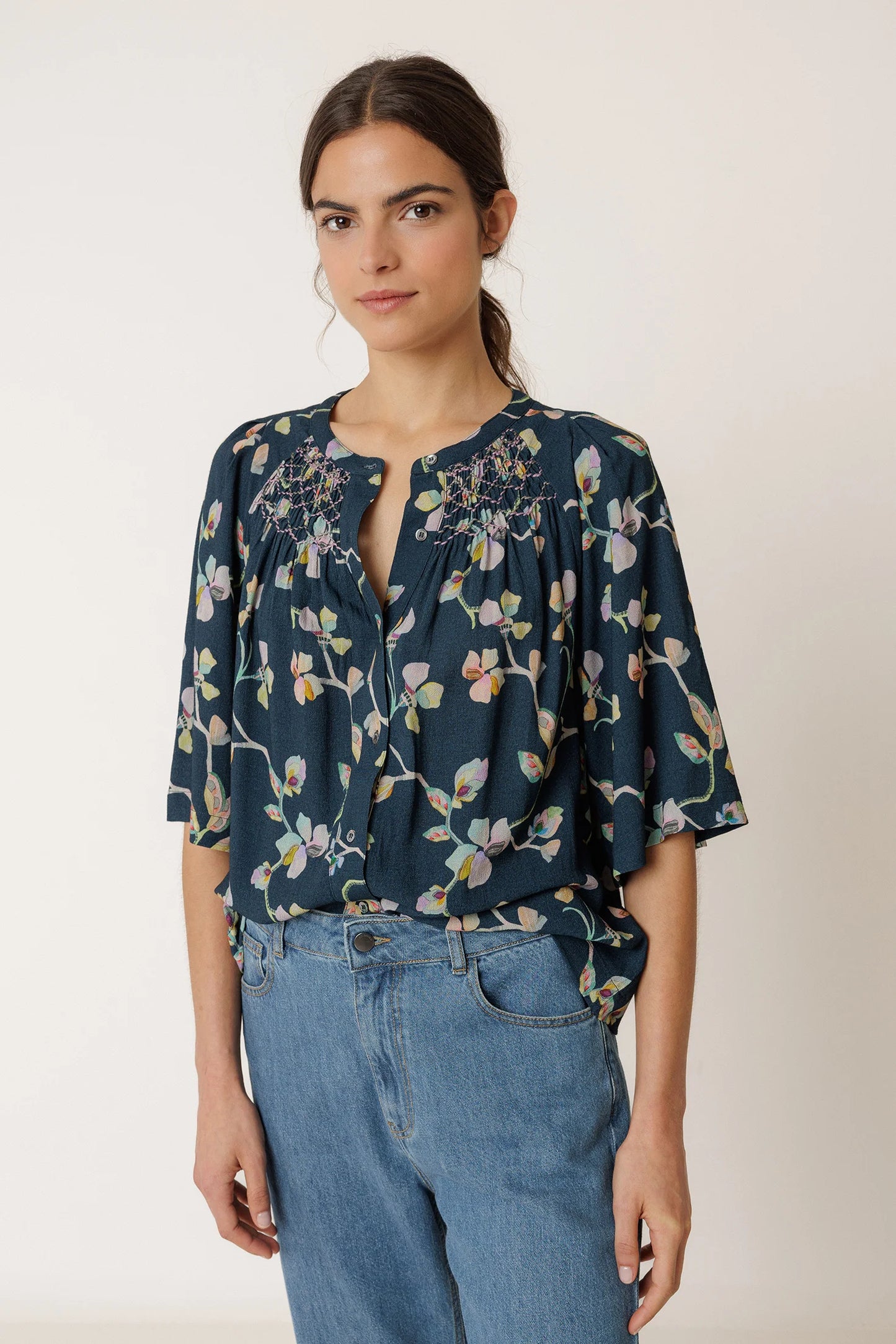 Smock-Detail Shirt