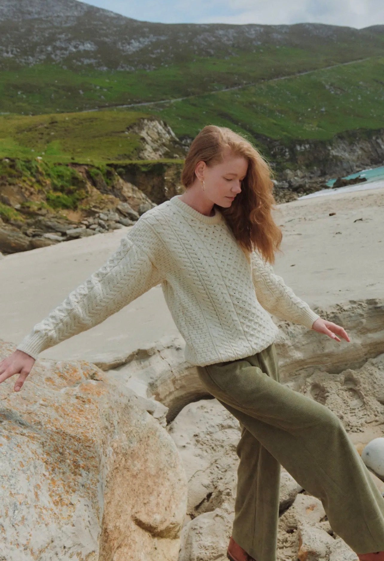 Aran Inisheer Traditional Ladies Cream Sweater