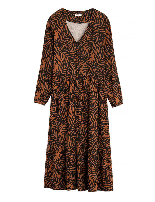 Brown Print Midi Dress - loveindi.pro