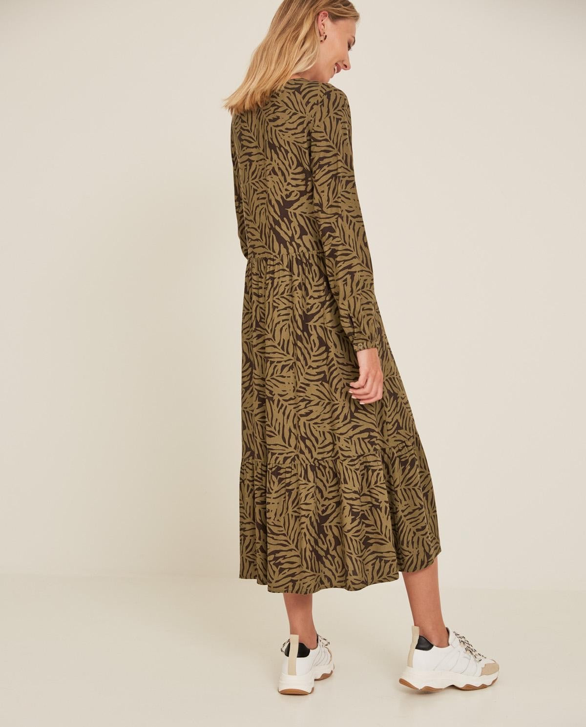 Brown Print Midi Dress - loveindi.pro